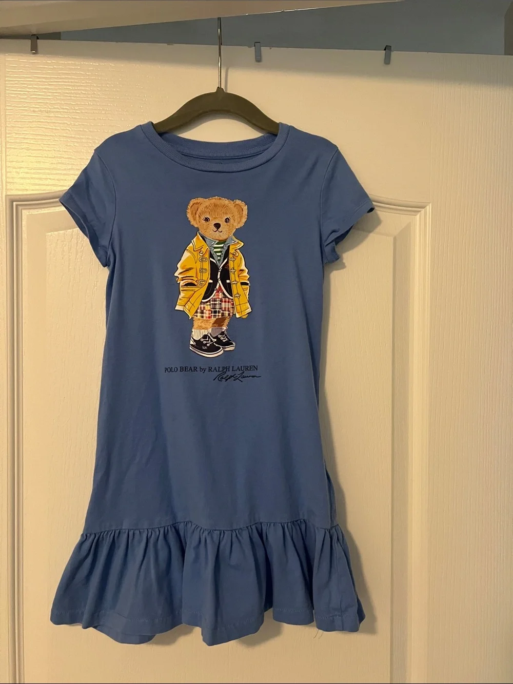 Ralph Lauren Blue Kids Dress with Polo Bear Graphic